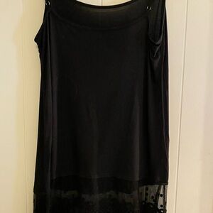 Kate Kasin Elegant black tank top with lace bottom xL
